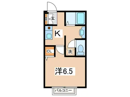 グランメールII(1K/1階)の間取り写真