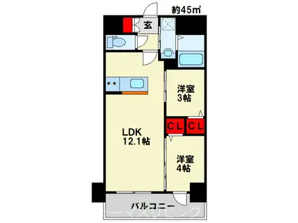 プレジデンスざ京(2LDK/3階)の間取り写真