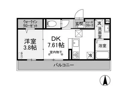 カサソレイユ(1DK/1階)の間取り写真