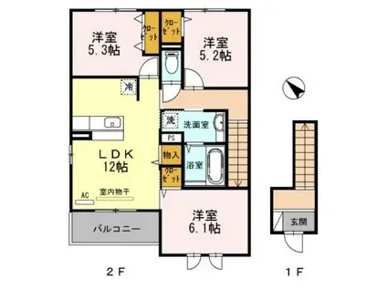 ソレイユ(3LDK/2階)の間取り写真