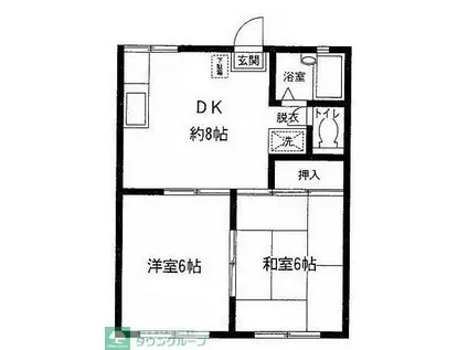 ウォーターパーク塚本B棟II(2DK/1階)の間取り写真