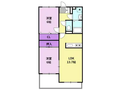 エクセレント合川I(2LDK/3階)の間取り写真