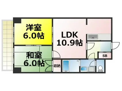 リッチライフダイコク(2LDK/4階)の間取り写真