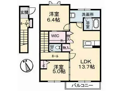 シャーメゾンレフレールI(2LDK/2階)の間取り写真