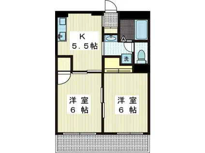 ストラット向ケ丘(2K/3階)の間取り写真