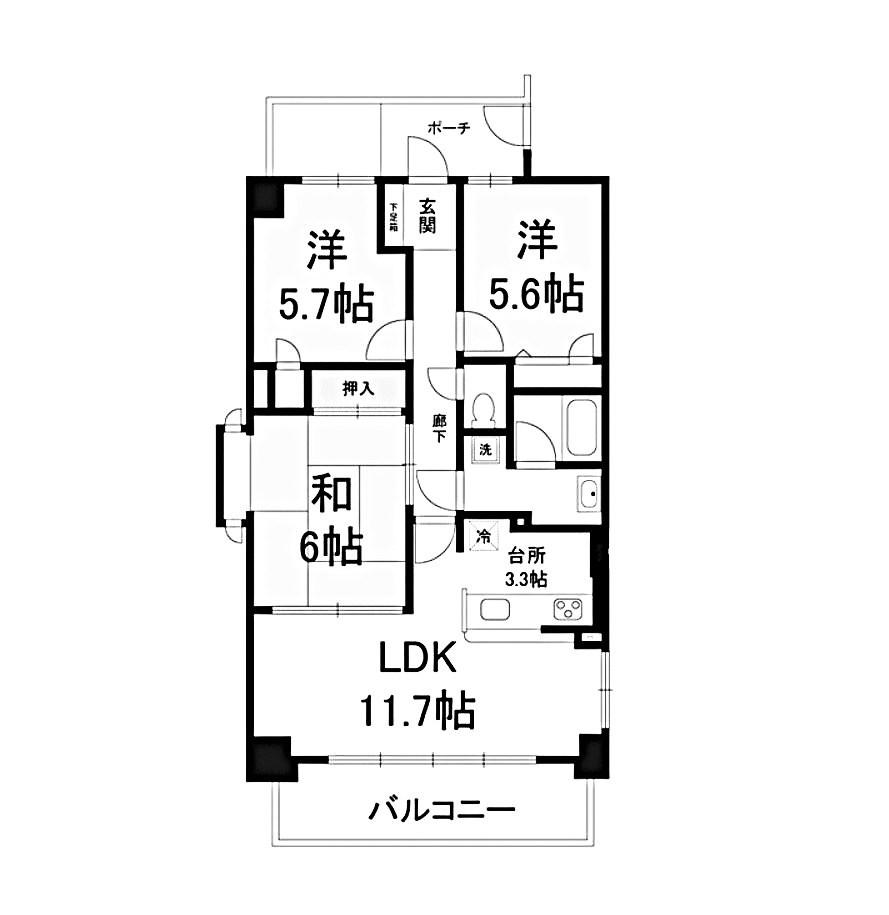 サーパス和合(3LDK/2階)の間取り写真