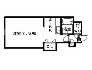 ジュオ山鼻(1K/4階)の間取り写真