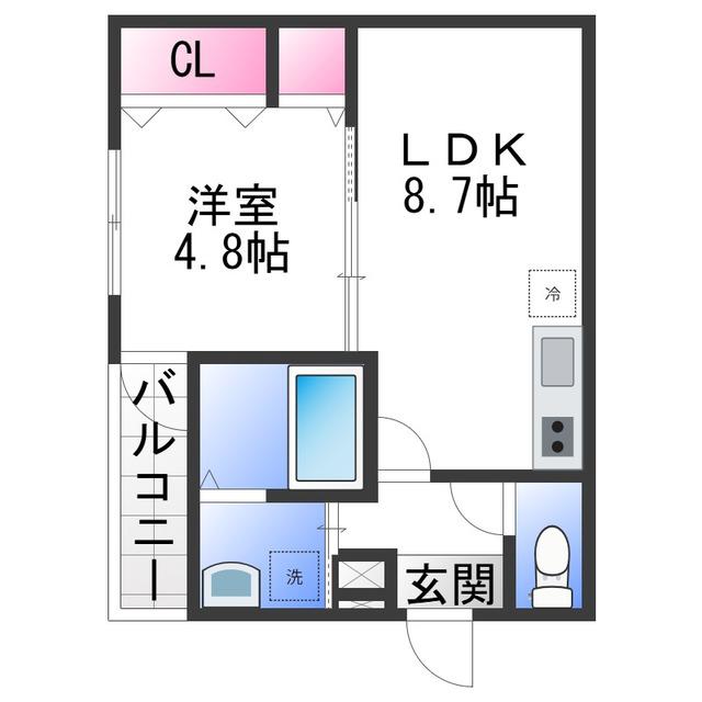 フジパレス高石加茂(1LDK/1階)の間取り写真