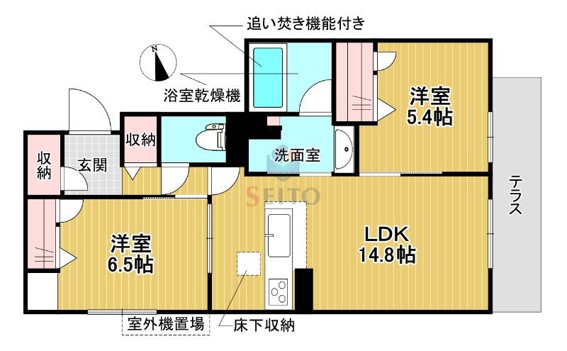 ラ カーサ 和(2LDK/1階)の間取り写真