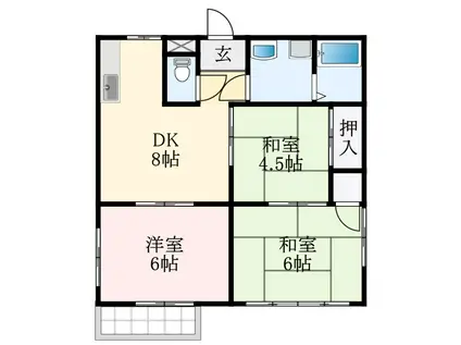 フェリスマンションI(3DK/2階)の間取り写真