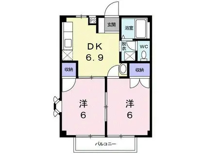 グランパス21(2DK/2階)の間取り写真