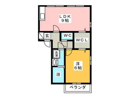 プランドール・ジュネス(1LDK/2階)の間取り写真