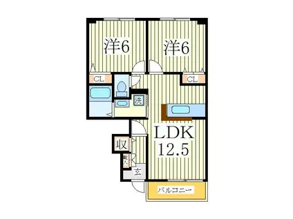 ラヴィアンローズB(2LDK/1階)の間取り写真