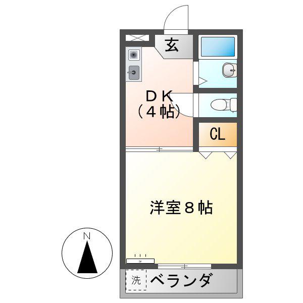マンション若山(1DK/1階)の間取り写真
