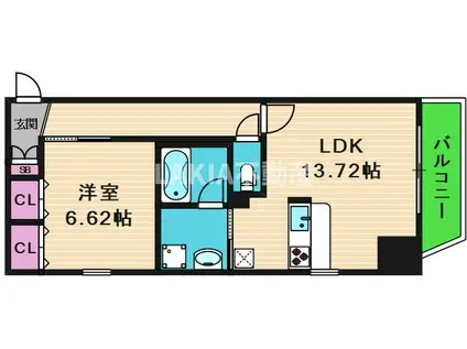 プレジオ本町(1SLDK/3階)の間取り写真