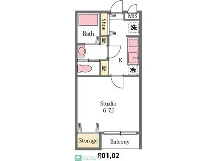 コルドール(1K/1階)の間取り写真