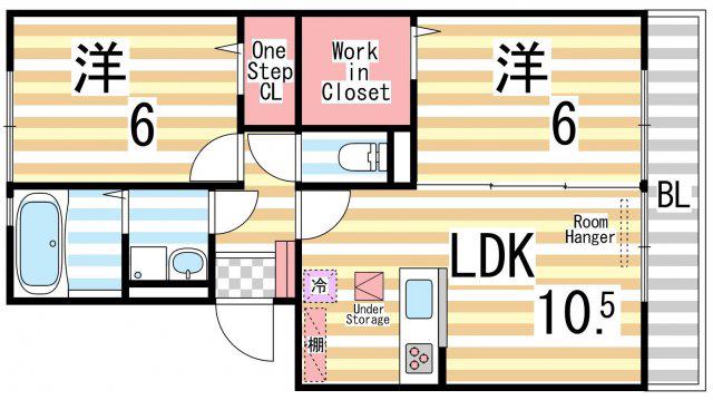 グレース中谷B(2LDK/1階)の間取り写真