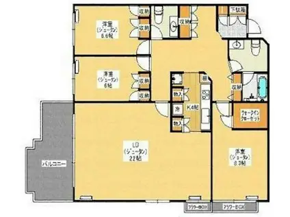 テラス広尾(3LDK/1階)の間取り写真