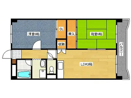 サンプレイス大島(2LDK/4階)の間取り写真