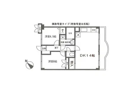 シャンテメゾン井上NO.6(2LDK/3階)の間取り写真