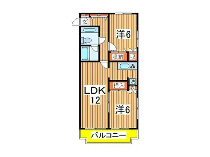 柏中央エレガンス(2LDK/3階)の間取り写真