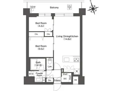 ルーウェ東大泉(2LDK/2階)の間取り写真