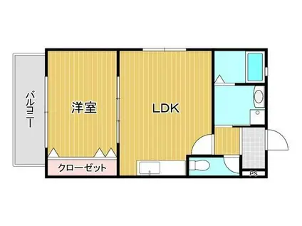 トレゾア湯川新町 A棟(1LDK/2階)の間取り写真