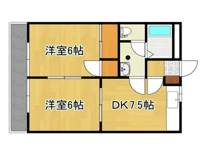 ドリームタウン大里(2DK/1階)の間取り写真