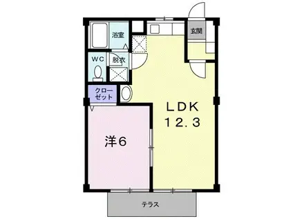 ニューシティ横山B棟(1LDK/1階)の間取り写真