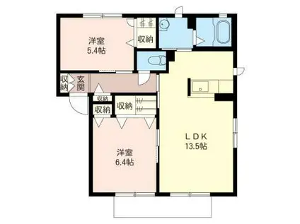 プレジール古川渡(2LDK/1階)の間取り写真