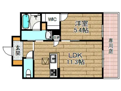 シャーメゾン プレミアム(1LDK/1階)の間取り写真