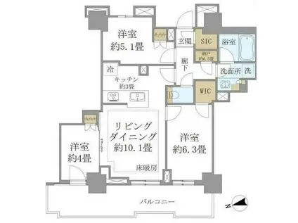 BRILLIA TOWER聖蹟桜ヶ丘(3LDK/7階)の間取り写真