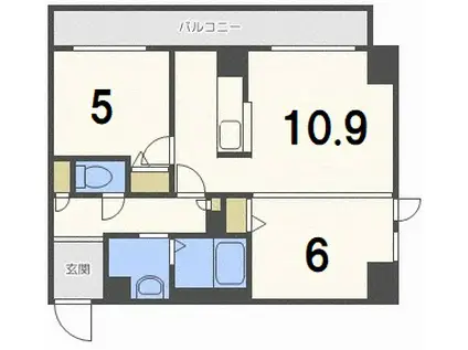 KDXレジデンス南三条(2LDK/7階)の間取り写真