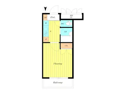 ソアブール西早稲田(1K/1階)の間取り写真