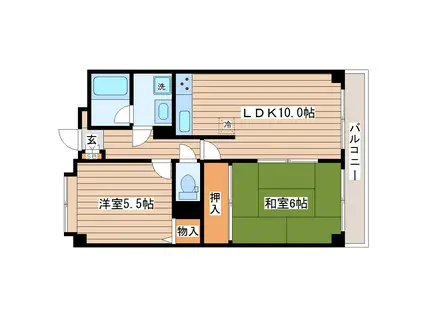エクセレント南仙台(2LDK/2階)の間取り写真