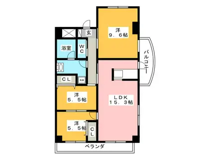 レジデンスタツミ二番館(3LDK/6階)の間取り写真