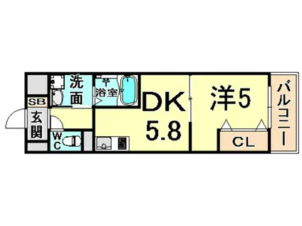 ファーストエフレシア立花2(1DK/3階)の間取り写真