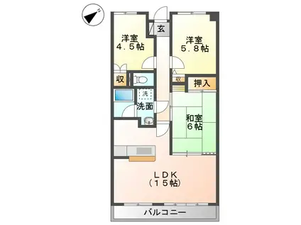 KAGAMIHARAヒルズ(3LDK/2階)の間取り写真
