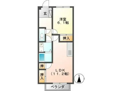 エスポアール那加 B(1LDK/2階)の間取り写真