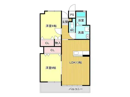 YSコート(2LDK/3階)の間取り写真