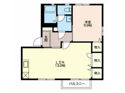 ディアスYOU(1LDK/1階)の間取り写真