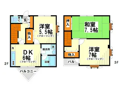 T&Kハウス(3DK/2階)の間取り写真