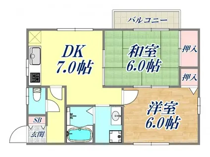 NKハイツ(2DK/1階)の間取り写真