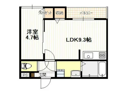 メゾン・エール・天神(1LDK/3階)の間取り写真