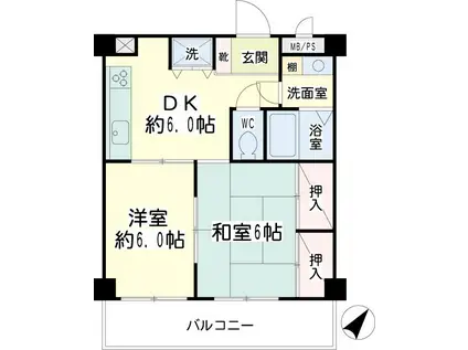 サンカーラ鶴見(2DK/3階)の間取り写真