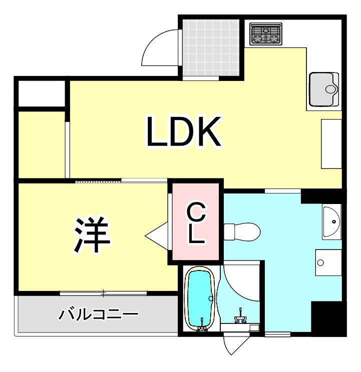 西宮アネックス(1LDK/6階)の間取り写真