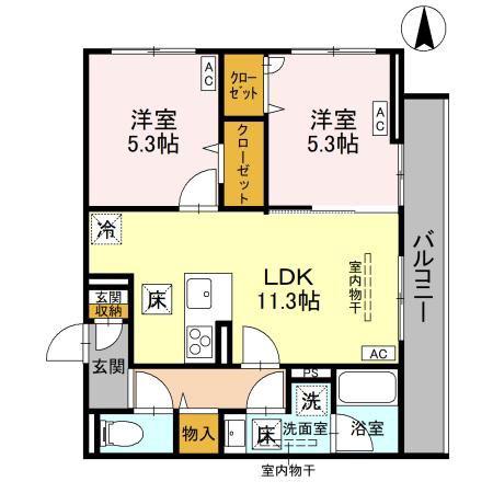 エリシアガーデン(2LDK/1階)の間取り写真