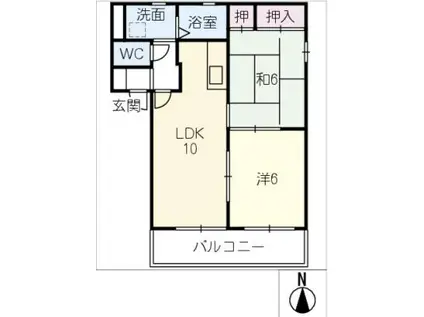 シャガールI(2LDK/2階)の間取り写真