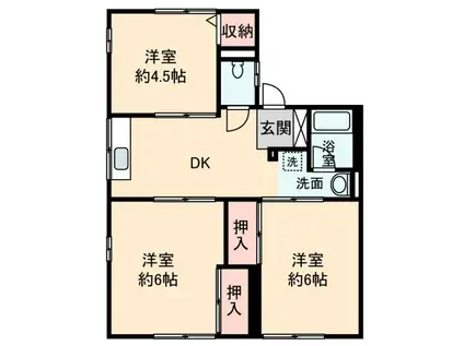 ル・ソレイユII(3DK/1階)の間取り写真