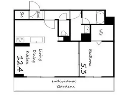 エクセレントガーデンヒルズ(1LDK/3階)の間取り写真